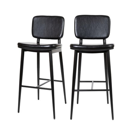 Flash Furniture 2 Pack Black LeatherSoft Barstools with Footrest AY-S01-BK-GG